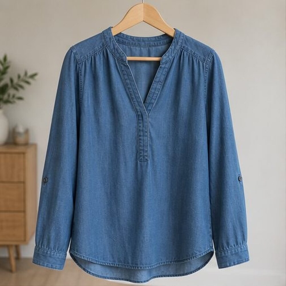 Navy Lace Trim Top
